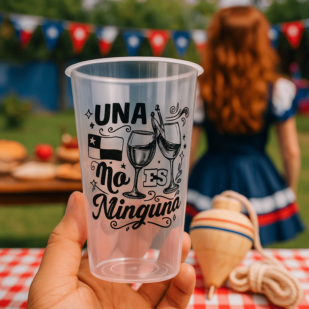 Vaso Reutilizable Fiestas Patrias !Una no es ninguna! 500 ml